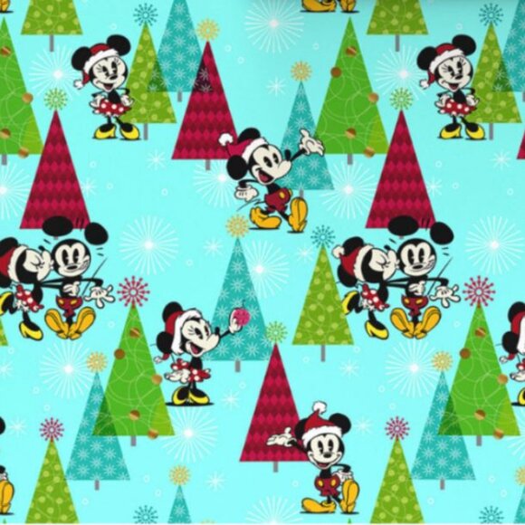 Hallmark Wrapping Paper Christmas Disney Mickey Minnie Mouse Trees Blue 25 sq ft - Picture 1 of 6
